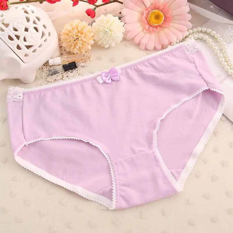 15PCS Cotton Briefs Women Underwear Panties Low Rise Lace Ladies Underpants Solid Woman Intimates Lingerie Lot Soft Female Paty