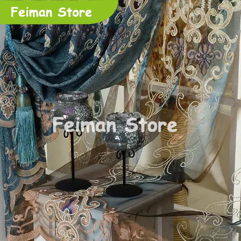 Лучшая Красивая занавеска украшения зеленый синий полис бренд драпировка