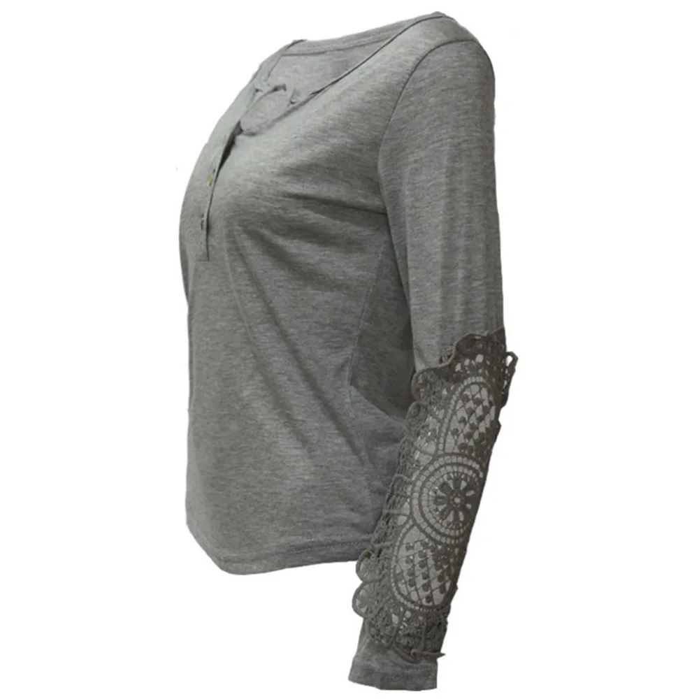Женская футболка с длинным рукавом серая Повседневная открытым плечом и