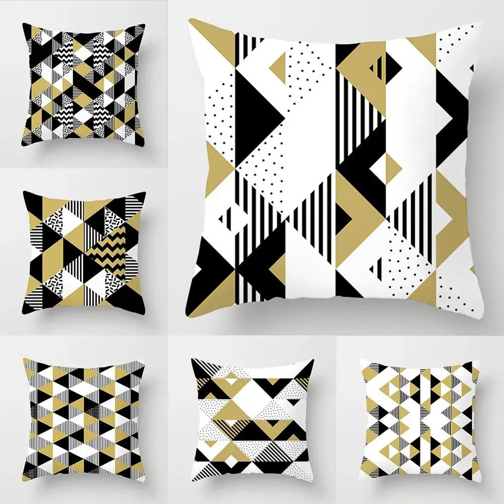 

2020 New Geometric 18inch Polyester Peachskin Decorative Pillowcase Waist Throw Cushion Cover Fashion Sofa Home Decoration