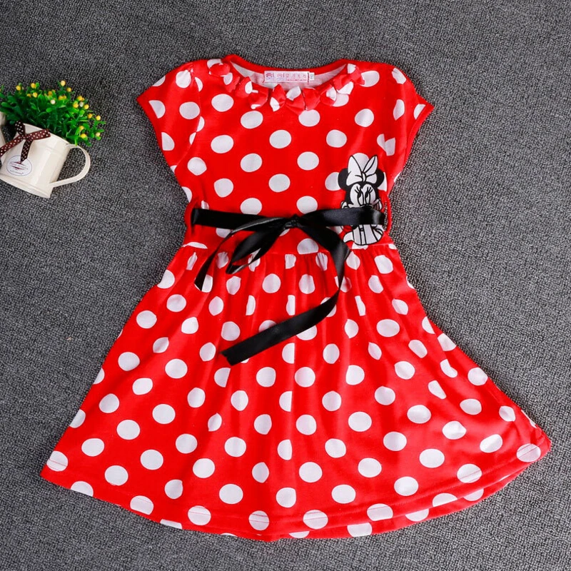 Летнее платье принцессы для маленьких девочек с рисунком мышки праздничное в