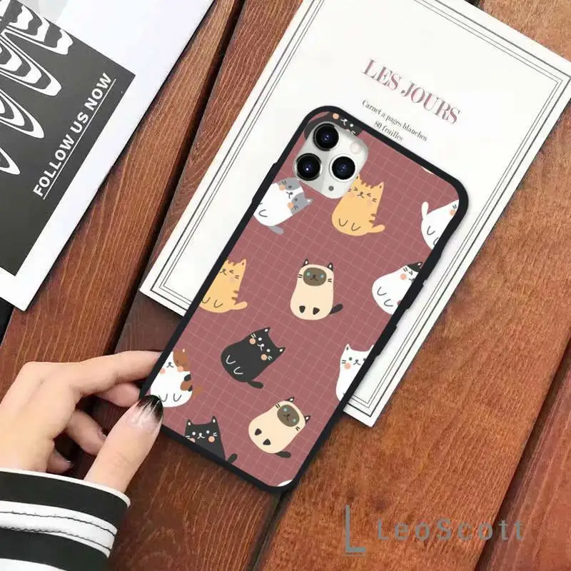 

Cat Cute Kitten Phone Cases for iPhone 11 12 pro XS MAX 8 7 6 6S Plus X 5S SE 2020 XR Soft silicone