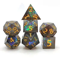 Fantasy Mirror Resin D4 D6 D8 D10 D12 D20 Dice Black Polyhedral Dice RPG DND COC Dice Set with Sharp Edge Board Table Games Gift