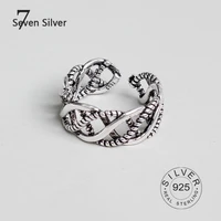 real 925 sterling silver rings for women iron hollow out trendy fine jewelry large adjustable antique vantage rings anillos