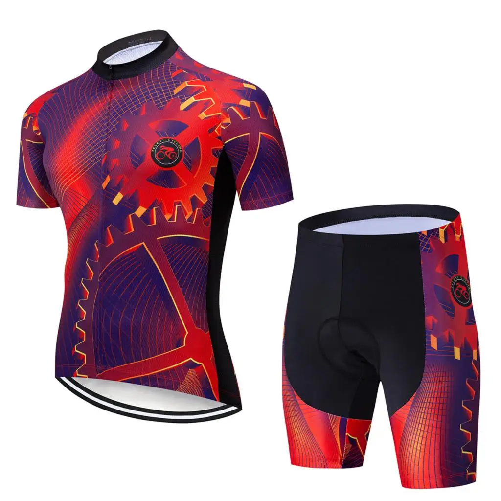 Cycling Set 09 Велосипедная майка от компании teleyi набор велошорт Ropa Ciclismo мужские летние быстросохнущие Pro велосипедный майон Hombre Roupa брюки одежда - Color: Cycling Set 09