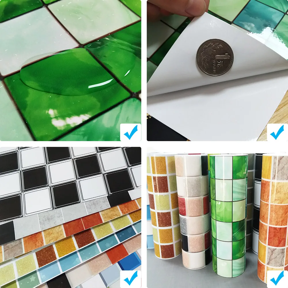 New self-adhesive mosaic waterproof and oil-proof wall surface emerald decorative sticker | Обустройство дома