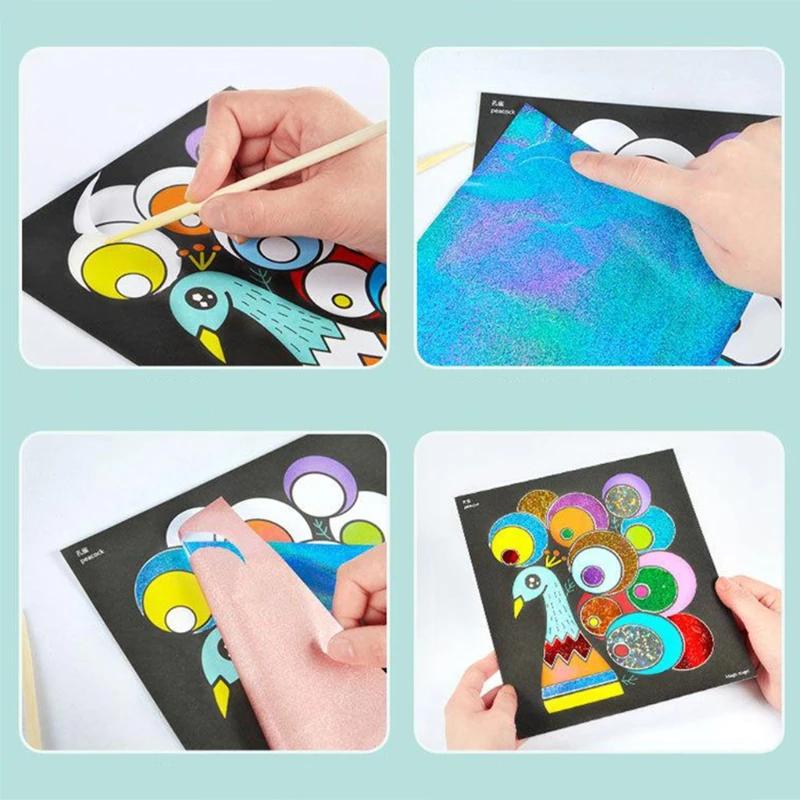 

1Set Creative Painting Set Cartoon Transfer Sticker Painting DIY Art Crafts MosaicSticker Card Interactive Drawing Kit