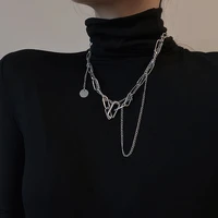 europe and the united states personality fashion cool hip hop titanium steel necklace men and women double winding choker