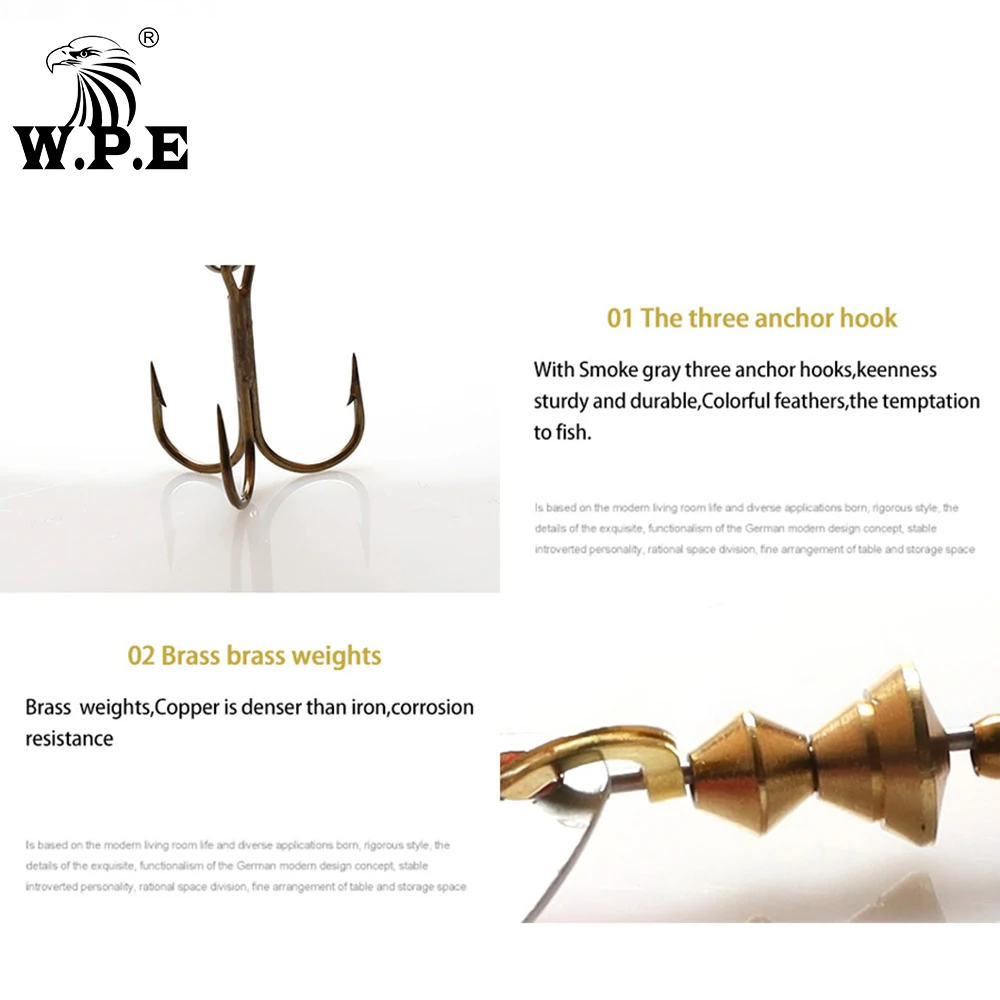 W.P.E Brand 1pcs Spinner Lure 6.5g/9.7g/13.4g Bass Fishing Bait Metal Spoon Lure Treble Hook Fishing Tackle Hard Lure CrankBaits