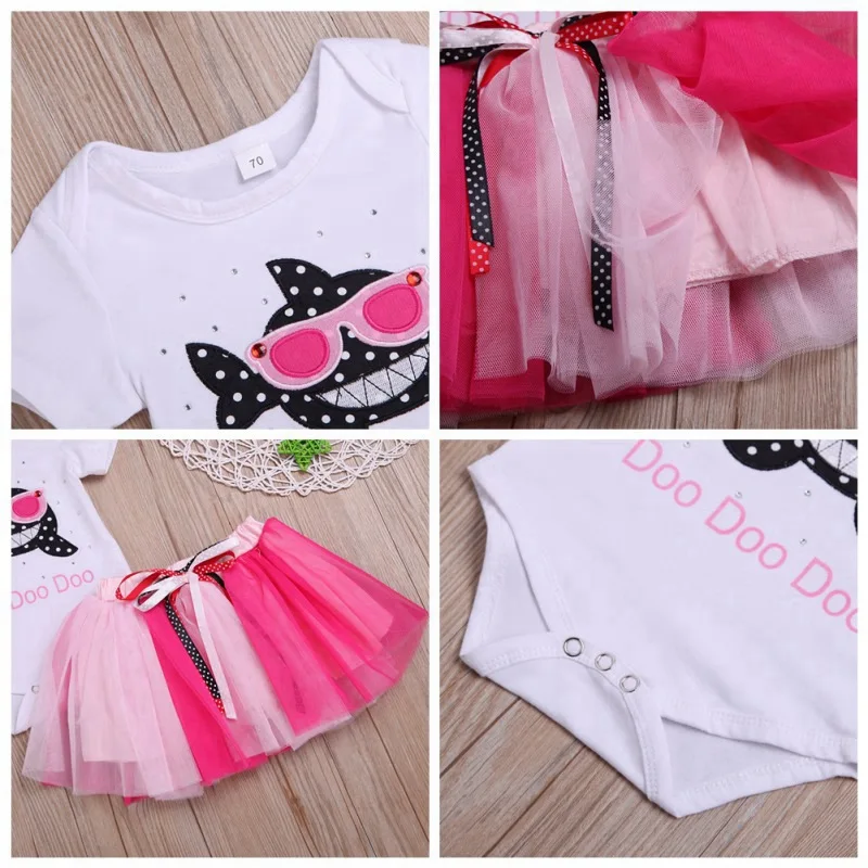 Летний детский комбинезон с короткими рукавами и рисунком акулы для