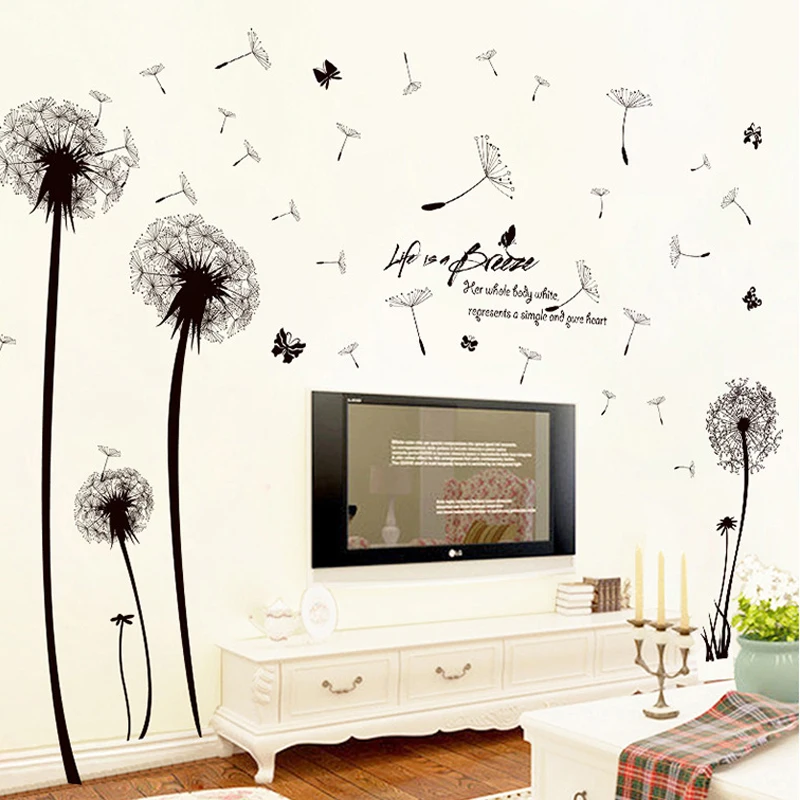 

Modern Dandelion flying Wall Sticker for Wall Decals Bedroom Living Room TV background Art Home Decor Mural stickers Romantic