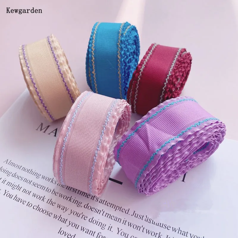 

kewgarden DIY Bow tie Hair Accessories Gift Packing Ruffle Grosgrain Ribbons 1.5" 1" 38mm 25mm Handmade Crafts Sewing 20 Yards