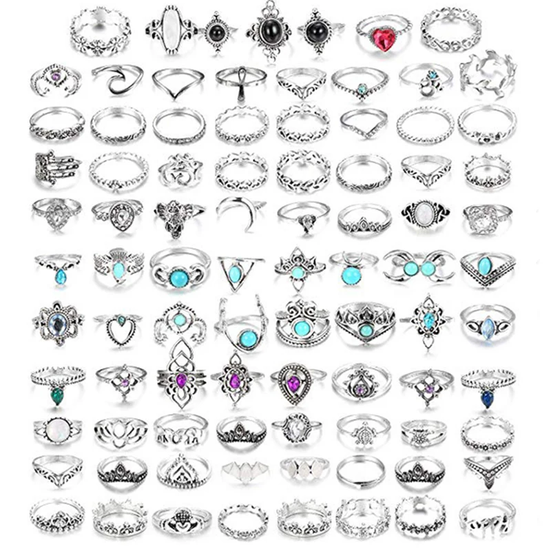 Набор Колец Tocona с полым декором в форме сердца блестящий хрустальный камень для