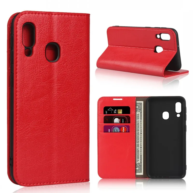 Luxury Real Genuine Leather Wallet Case For Samsung Galaxy A20e A10 A20 A30 A40 A50 A60 Flip Cover Card Slot Stand Case