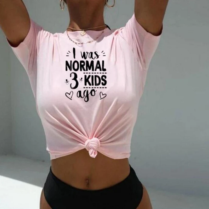 

Футболка женская с рисунком «я был нормальный 3 вида назад»