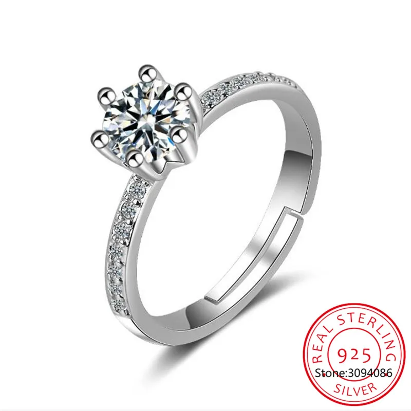 

2019 Classic Luxury Real Solid 925 Sterling Silver Ring 3Ct Hearts Arrows Zirconia Wedding Jewelry Rings Engagement For Women