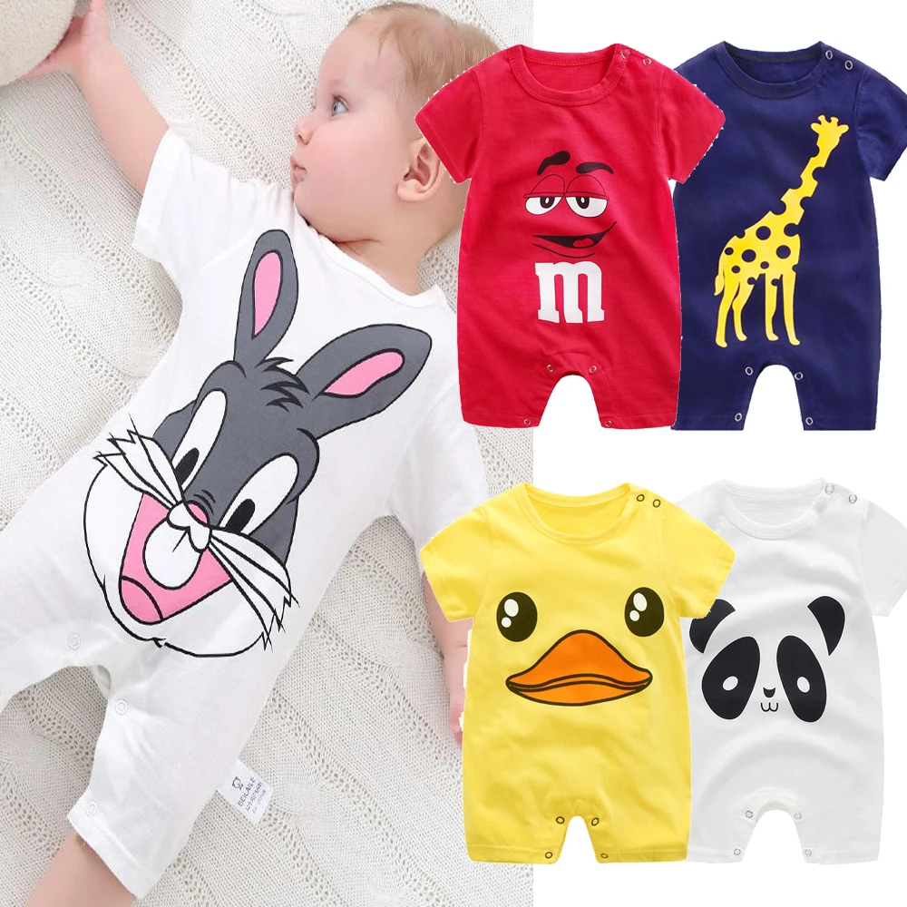 Летние комбинезоны для новорожденных с короткими рукавами Комбинезоны
