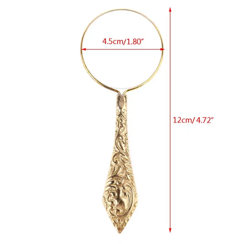 

European Delicate Pattern Handle Retro Glass Lens High-Grade Embossed Handle Reading Magnifying Glass 32CD