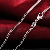 925 sterling silver 1618202224262830 inch 2mm side chain necklace for women man fashion charm jewelry gift