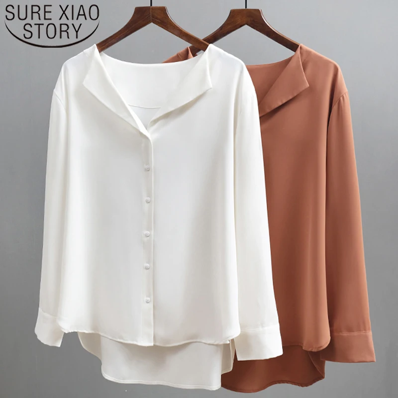 

Женская шифоновая блузка с длинным рукавом, на пуговицах