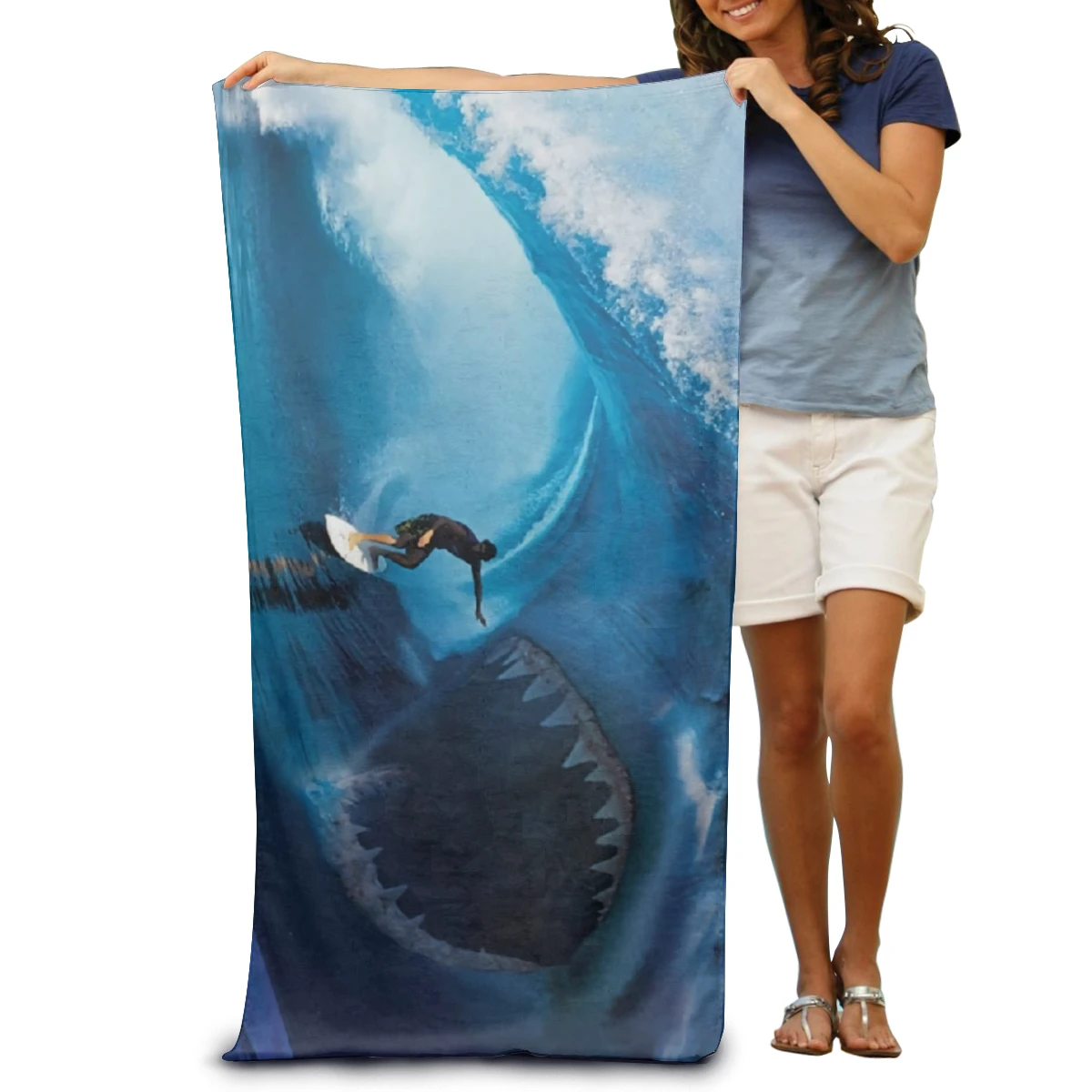 

Animals Shark Surfer Microfiber Quick Dry Travel Bath Beach Camping Gym Yoga Swimming Fabric Adult Towels Fitness