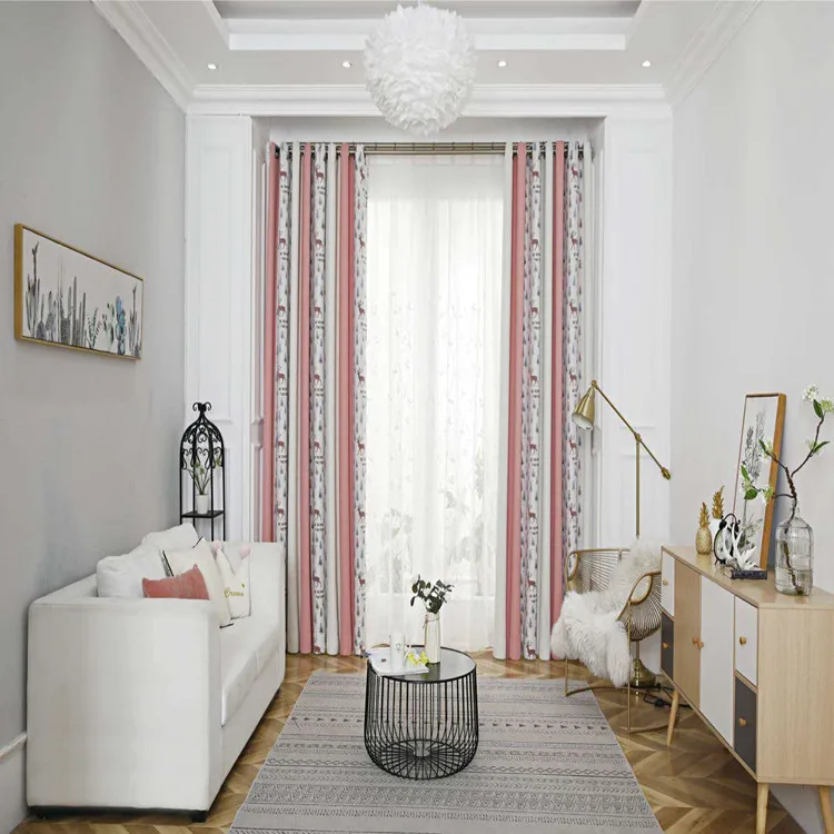 New Nordic Jacquard Stripes Contrast Mosaic Shading Curtains for Living Dining Room Bedroom. | Дом и сад