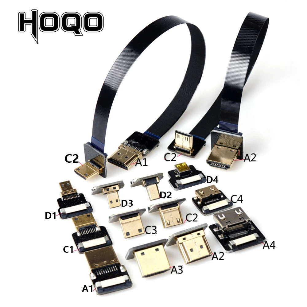 FPV Micro HDMI-compatible 90 Degree Connector FPC Flexible Flat mini HDMI Ribbon Cable FFC 20pin for Drone Gopro DSLR gimbal kit