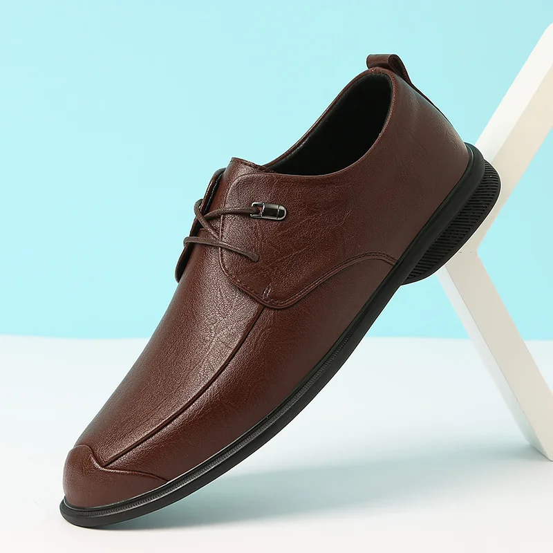 

Мужские туфли из натуральной кожи, удобные мужские повседневные туфли, деловые модельные туфли на плоской подошве, Удобные однотонные оксф...