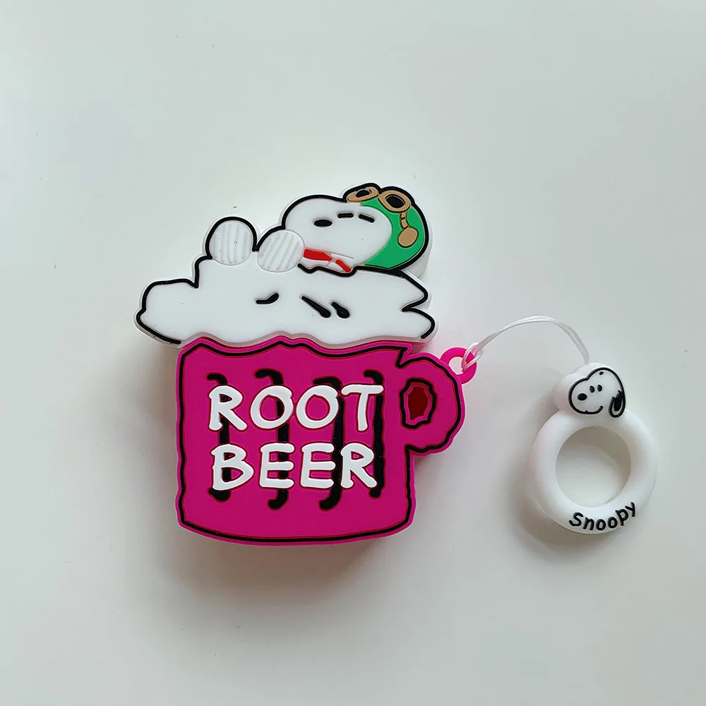 Beer Силиконовый чехол для наушников Apple AirPods с милым 3D изображением гамбургера Шарли пива Snoopy - Цвет: Beer