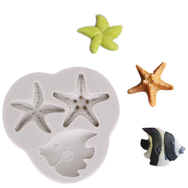 

Cake Decoration Tools DIY Sea Creatures Conch Starfish Shell Fondant Cake Candy Silicone Molds Creative DIY Chocolate Mold