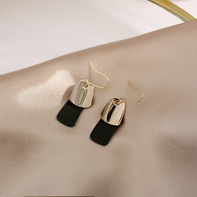 Модный простой дизайн двойной цвет геометрический крючок серьги роскошный