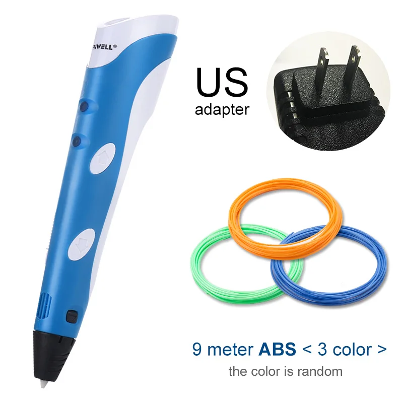 Blue US Myriwell 3D печати Ручки 1,75 мм ABS Smart 3D ручка с нити для детей развивающая серия хобби игрушки - Цвет: Blue US