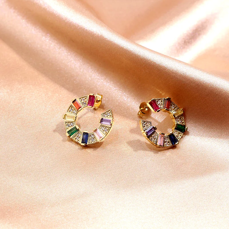 

JUST FEEL Colored CZ Small Drop Earrings Gold Color Love Heart Turtle Elephant Dolphin Snake Animal Earrings For Women Jewelry