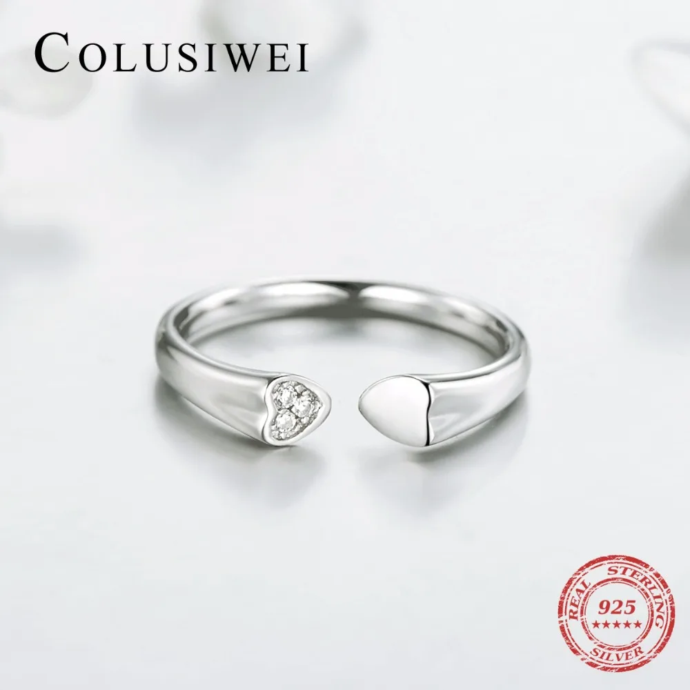 COLUSIWEI 925 пробы серебряные украшения свадебные Сияющий сердца кольца модные