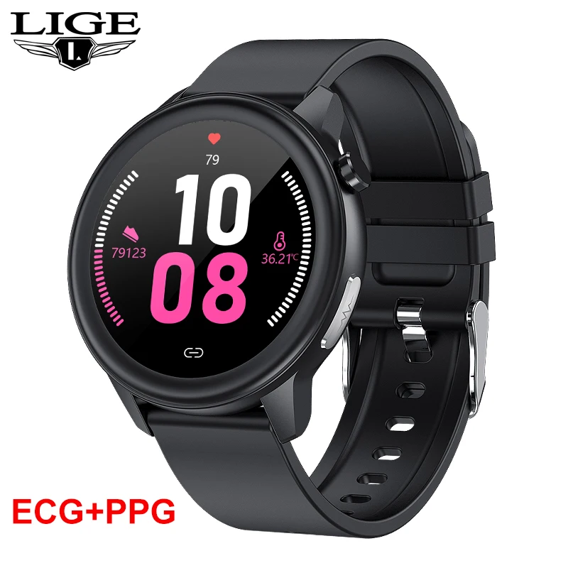 

Смарт-часы LIGE для мужчин и женщин, умные часы с функцией измерения ЭКГ, PPG, температуры тела, уровня кислорода в крови, пульса, артериального д...