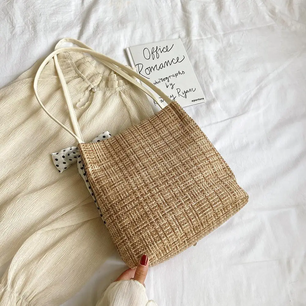 Летняя Соломенная Сумка ведро с принтом для женщин 2020 сумка покупок девочек