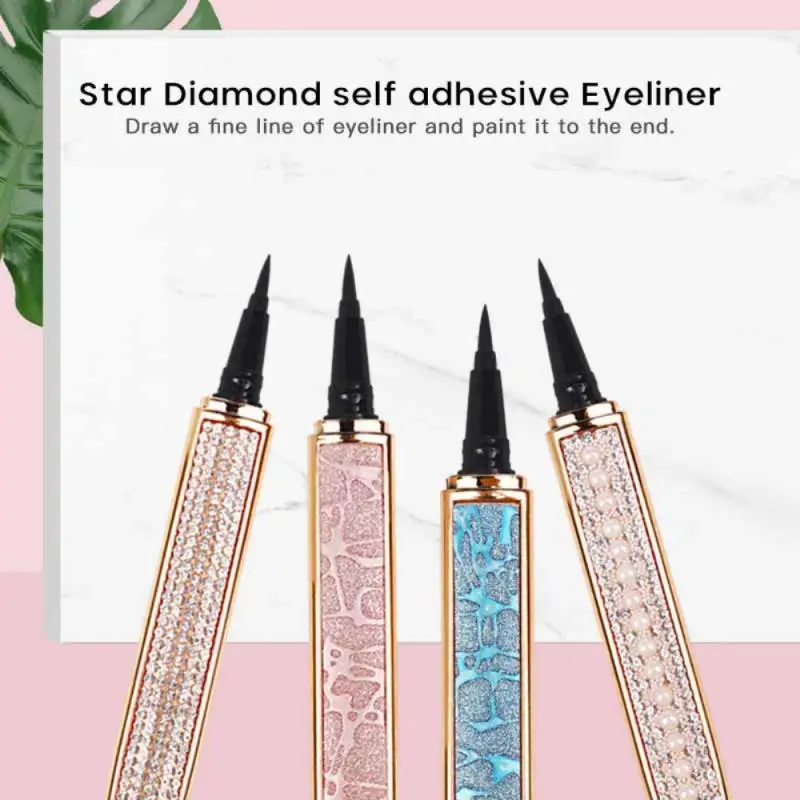 1PC Self-adhesive Eyeliner Pen Glue-free Magnetic-free False Eyelashes Waterproof Diamond Bling Eye Liner Makeup Smooth - купить по