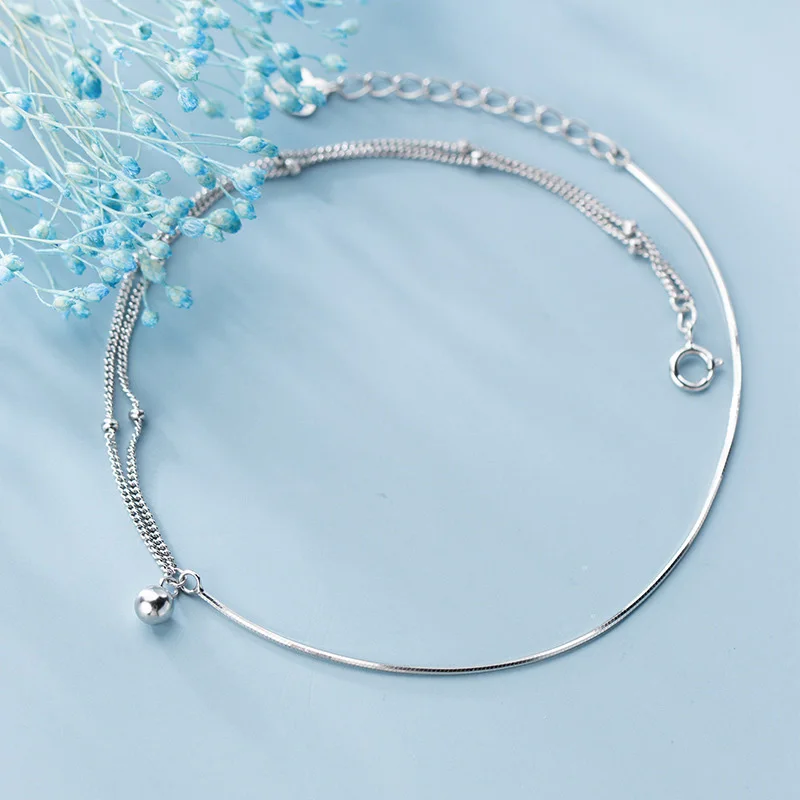 925 пробы серебряные Многослойные змеиные кости браслеты для ног цепи в богемном