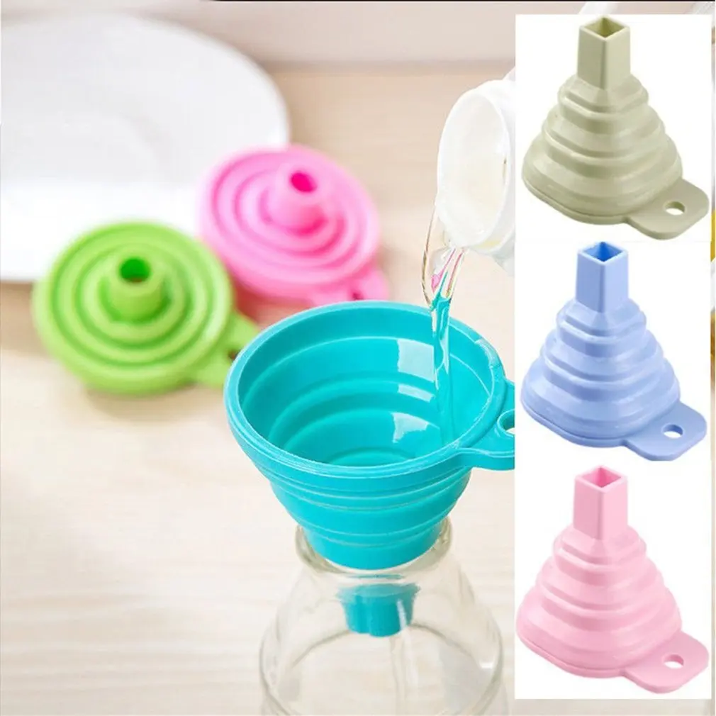 

Portable Collapsible Silicone Safe Funnel Creative Household Items Candy Long Neck Funnel Silicone Folding Funnel