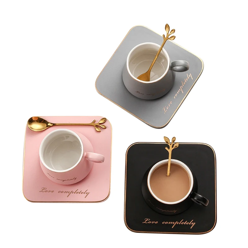 

European style Light luxury Gold Casual Coffee Cup Home Mug Breakfast Milk Cup Office Afternoon Tea Cup And Saucer Gifts Sets