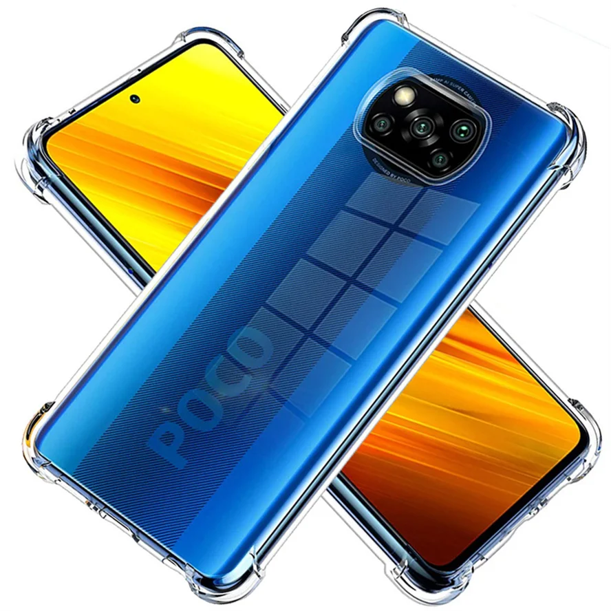 

airbag case for poco-x3 nfc soft clear shockproof silicone phone cases poco m3 pro xiaomi poco m4 pro 5g cover pocophone x3 case