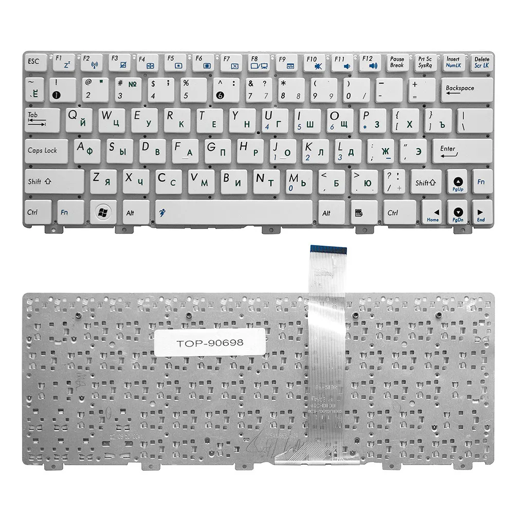 Клавиатура для ноутбука Asus Eee PC 1011PX 1015 TF101 Series. Плоский Enter. Белая без рамки. PN: