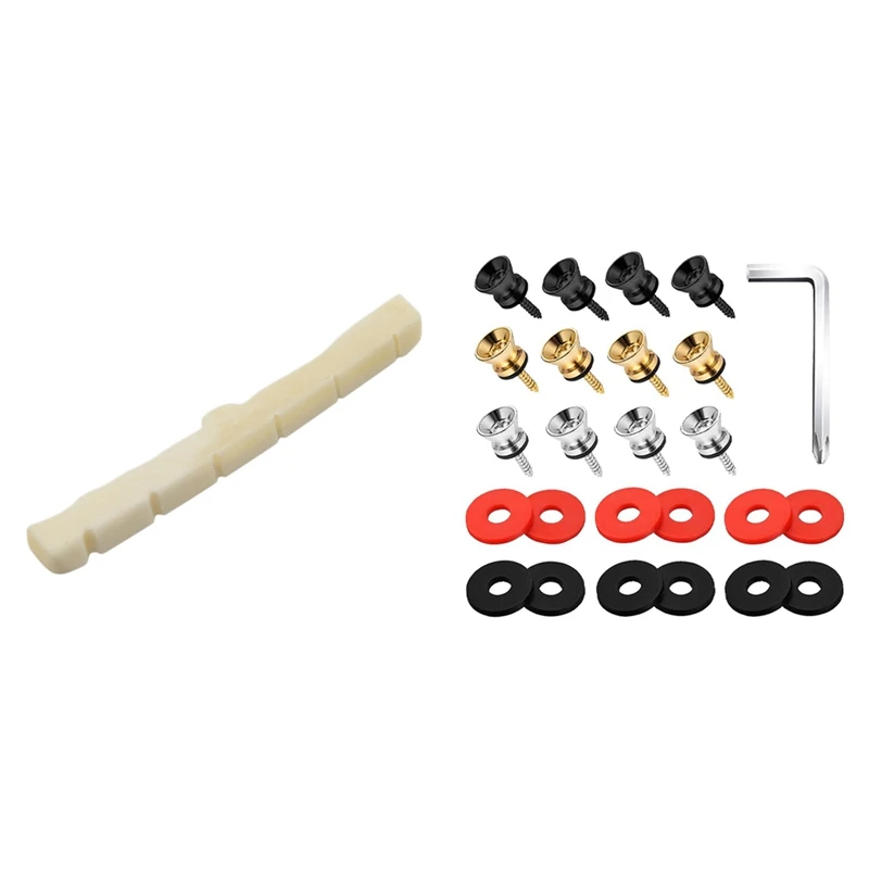 

1 Pcs Electric Guitar String Pillow & 12Pcs Ukulele Guitar Strap Locks Buttons Kit Strap Blocks and Metal End Pins