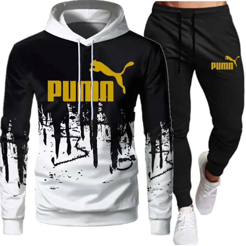 

Autumn Men's Sportswear Sets Men's Casual Tracksuit Men 2 Piece Set Polyester Sweatshirt Sweatpants Sportswear Running