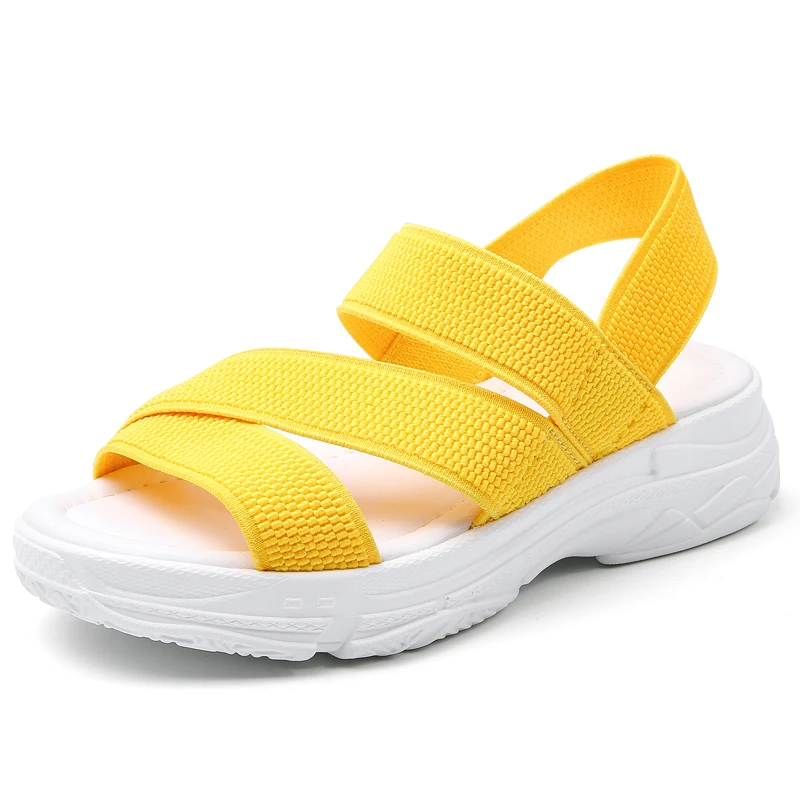 

Women Fashion Sandals Elastic Cloth 2020 Summer Woman Wedge Comfortable Soft Sandals Ladies Flat Sandals Women Sandalias Flat