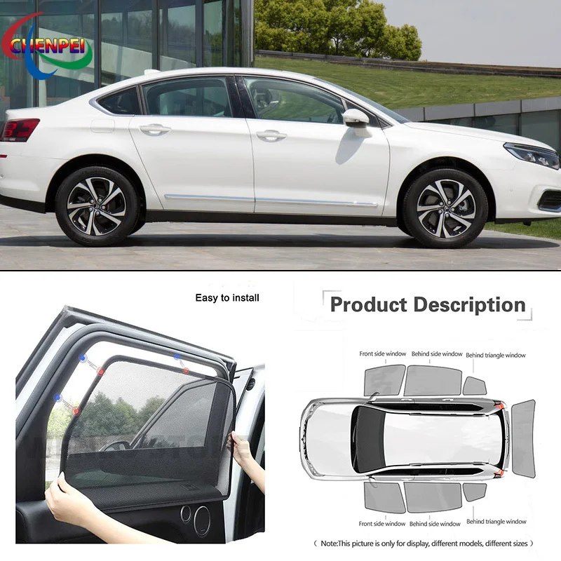 For Honda City 2015-2019 Car Full Side Windows Magnetic Sun Shade UV Protection Ray Blocking Mesh Visor Decoration Accessories