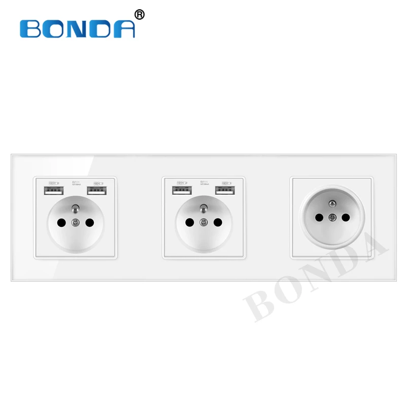 BONDA мульти соединение французская стандартная настенная розетка 16A USB закаленное