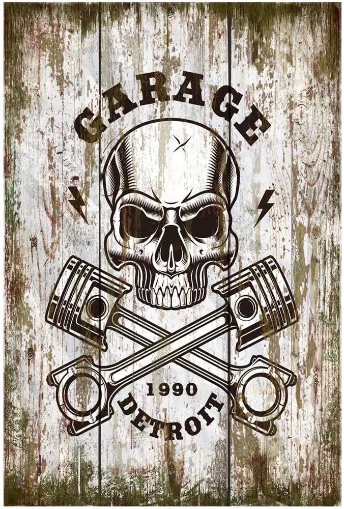 

Skull Original Retro Design Tin Metal Signs Wall Art|Thick Tinplate Print Poster Wall Decoration for Garage