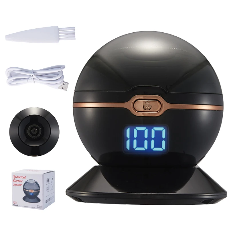 For Men Floating Head Waterproof Electric Razor Mini Round Ball Body Led Display Rechargeable Trimmer