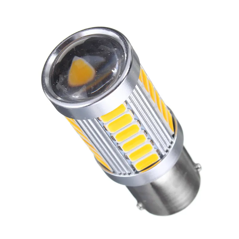 2PCS DC 12V 1156 BAU15S PY21W Yellow LED Bulbs 33 5730 SMD Side Marker Reverse Backup Light Dome Brake Tail Lamp | Лампы и освещение